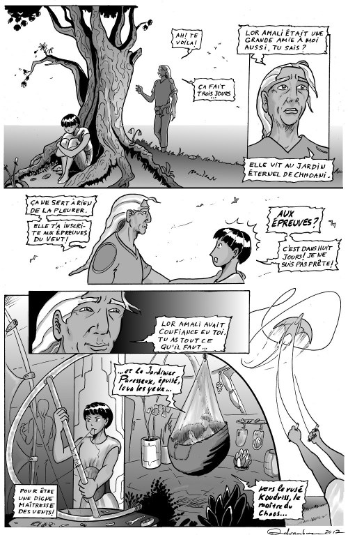 Maitresse des vents, page 32, en tons de gris