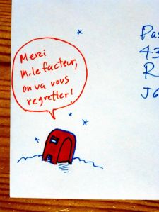 Mon petit merci aux facteurs, dans le coin de l'enveloppe.