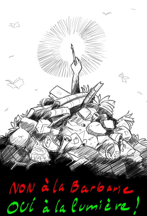 Que nos crayons se fassent flambeaux: un dessin vite fait mal fait hier matin