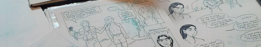 une table chargée de mes pages de BD en création