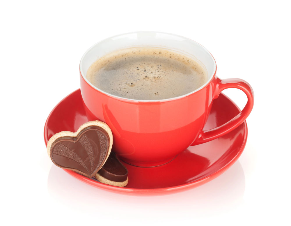 tasse de café avec coeur en chocolat
